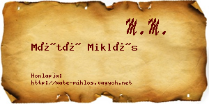 Máté Miklós névjegykártya